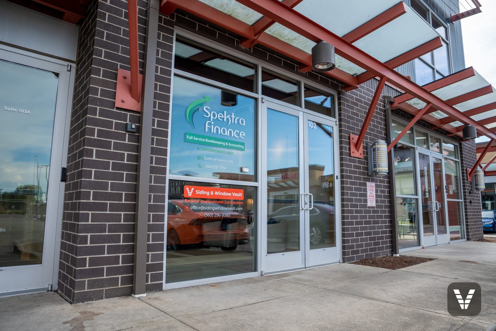 The entry to Siding & Window Vault's Ferndale office at 1855 Main St Ste 103