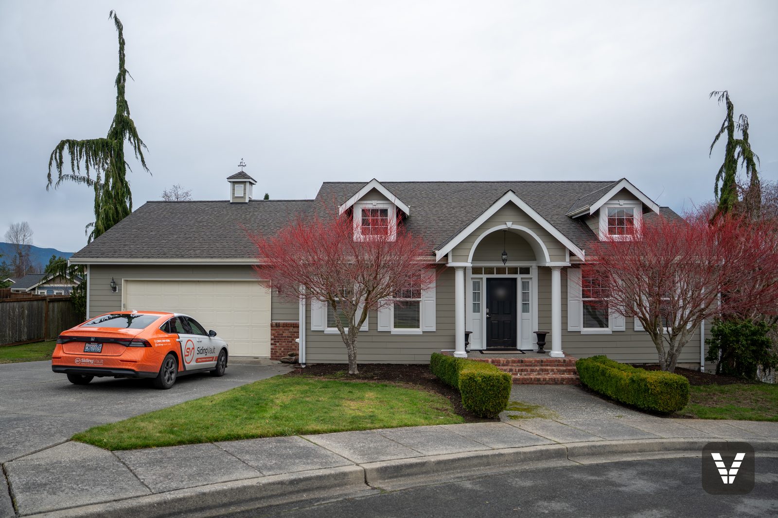The finished view — front elevation — after, SWV project in Anacortes, WA